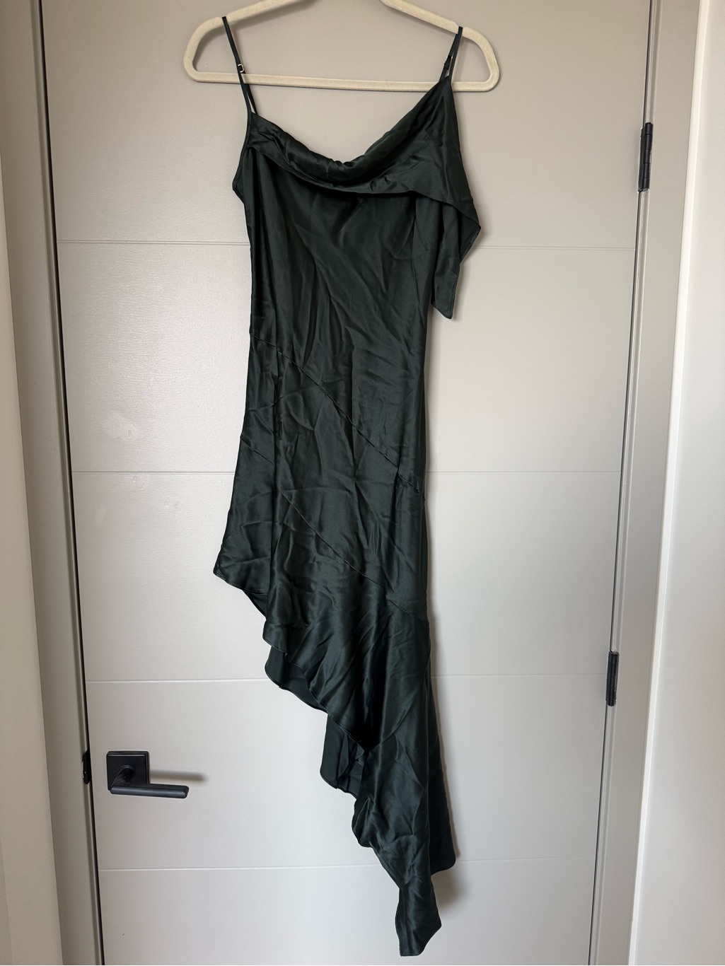Amanda Uprichard Forest Green Asymmetrical Slip Dress